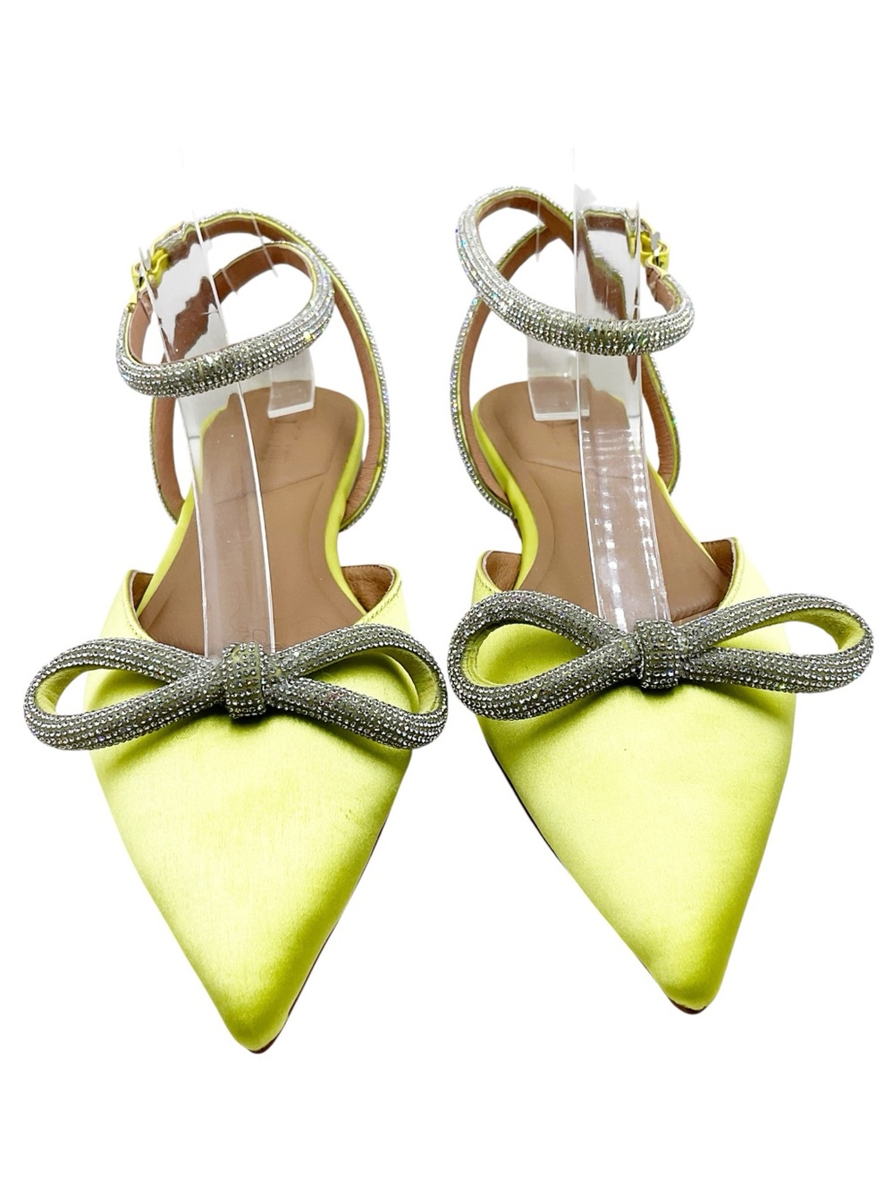 {Bibi Lou} Neon Yellow Pointed Toe Bow Flat Sandals
